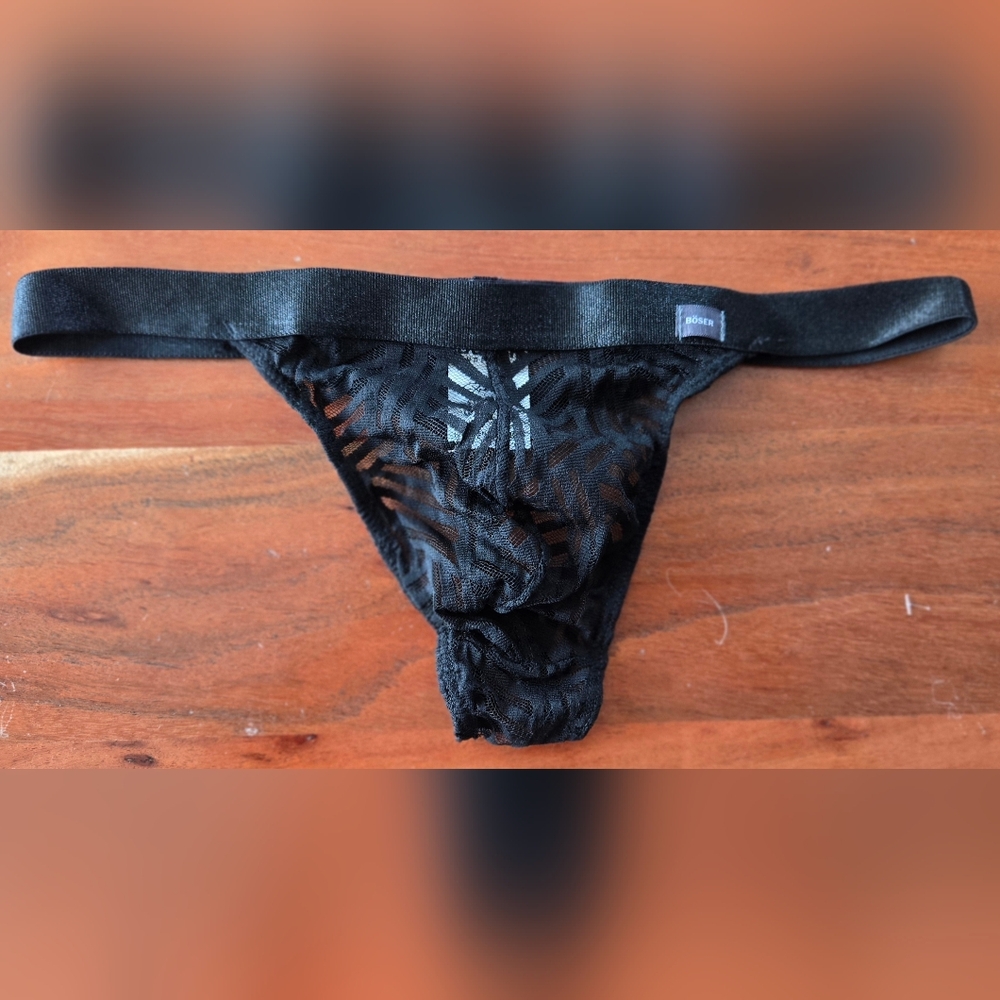 Black Men's Lace Thong